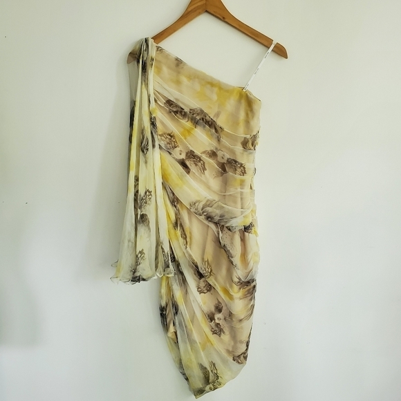 Tadashi Shoji One Shoulder Draped Chiffon Dress - Picture 9 of 13